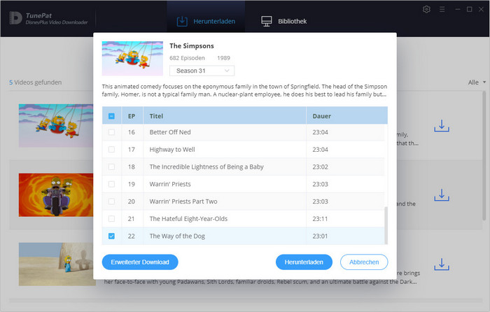Erweiterter Download klicken