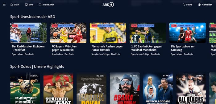 Fußball Streaming in der ARD Mediathek