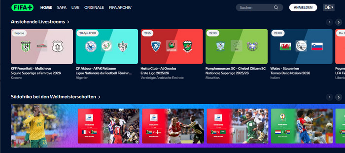 Fußball Streaming-Seite - FIFA+