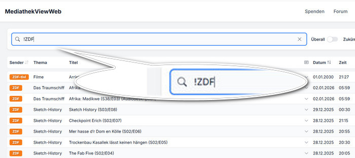 ZDF-Inhalte auf ZDF filtern