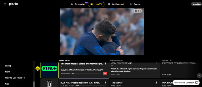 Fußball Streaming-Seite Pluto TV