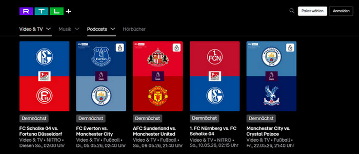 Fußball Streaming-Seite - RTL Play