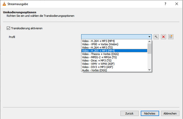 Anpassung des Videos in VLC