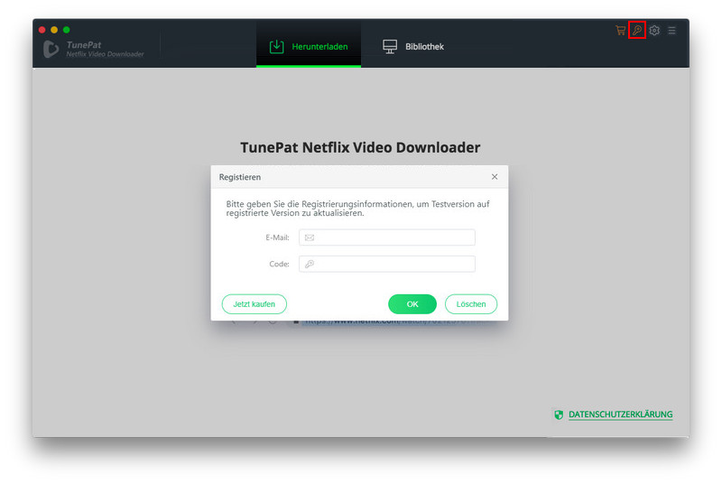 Registrieren TunePat Netflix Video Downloader