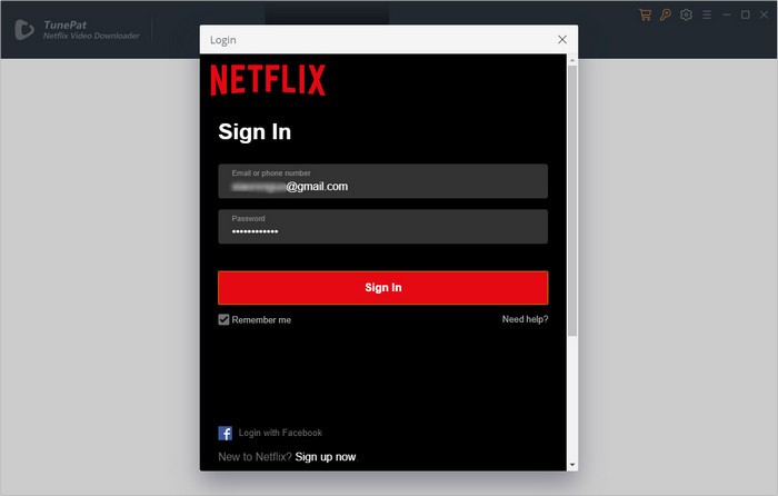 Melden Sie sich mit Netflix-Konto auf dem TunePat an